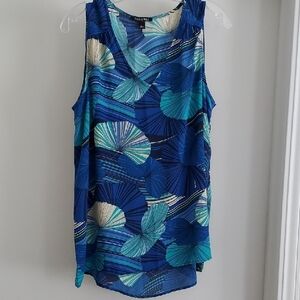 Blue Floral Sleeveless Top L